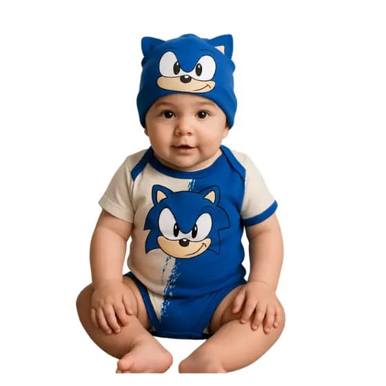 Body Bebê Temático Mesversário infantil  Personagens Menino Sonic