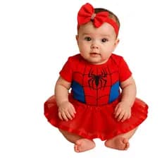 Body Bebê Temático Mesversario Homem Aranha Menina