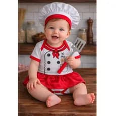Body Bebê Temático Mesversário infantil  Personagens  - Chef De Cozinha