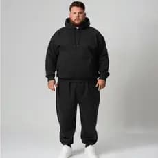 Conjunto Moletom Com Capuz e Calça Moletom Slim Plus Size Masculino Liso Básico