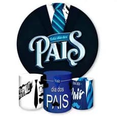 Capa Painel Redondo + Trio Capas De Cilindro Sublimados Para Festas Tema Dia Dos Pais