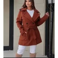 PROMOÇÃO Sobretudo casaco feminino lá batida com Cinto – Elegância e Conforto para Dias Frios