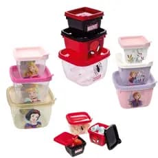 Kit 3 Potes Lancheira Passeio Papinha Homem Aranha, Princesas e Frozen Plasútil