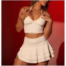 Saia Babado Bella Soltinha Feminina para Festa Balada Chique, Confortável para Final de ano em PROMOÇÃO