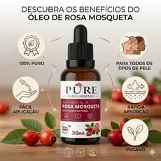 Óleo vegetal Rosa Mosqueta Rubiginosa 30ml Cosméticos 100% Puro Clareia Manchas Cicatrizes