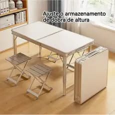 120x60cm Mesa Dobrável Portátil Vira Escrivaninhas e Mesas Maleta Camping Praia