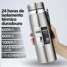 Garrafa 1000ml Inox Térmica Com Infusor Prata Dourada De Água Café Parede Dupla Com Alça-Para envio imediato