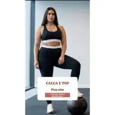 Conjunto Inverno Frio Fitness Calça e Top Costura Reforçada e Cós Duplo Alto Confortável Plus Size 46 a 52