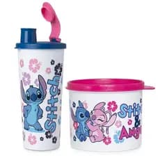 Tupperware kit infantil nova linha Stitch copo e redondinha