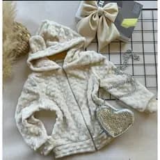 Casaco infantil capuz, casaco para menina,  casaco de pelúcia,   roupa de inverno infantil casco de orelha