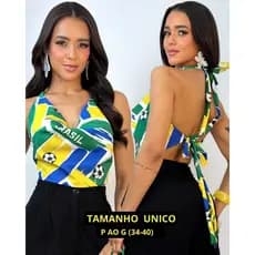 Blusa Multiformas Cropped Lenço Frente Unica Estampa Brasil Copa do Mundo 2026