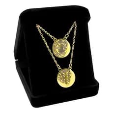 Escapulário Medalha São Bento Folheada Ouro Original + Caixa