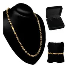 Corrente Cordão Masculino Cadeado 5mm + Pulseira Original