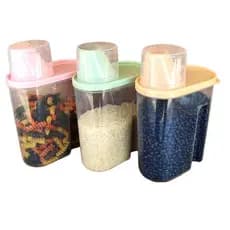 Pote Dispenser Alimentos Porta Mantimentos Pote Hermético Grãos Cereais Copo Dosador Pote Incolor Tampa Branca