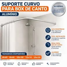 Suporte Varão Box Banheiro Aluminio  Reforçado p/ Cortina