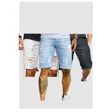 KIT 3 Shorts masculinos Jeans rasgados Estilo fashion masculino