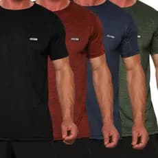 Kit 4 Camisa Manga Curta Basica Camiseta Masculina Blusa Masculina Gola Careca Redonda Drifit
