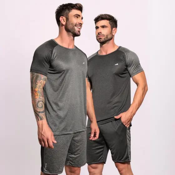 Kit 2 Conjuntos Masculino DryFit Academia Verão Premium: leve, estiloso, ideal p/ treinos