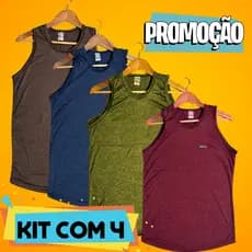 Kit 4 Regatas Masculina Sem Manga Dry Fit Blusa Fitness Treino Academia Camiseta Malha Lisa