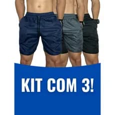 Kit 3 Shorts Tactel Masculino Mauricinho Praia Fitness Short Liso Confortável e Leve