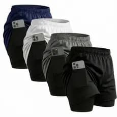 Shorts Feminino 2 em 1 Compressão Academia Corrida Fitness Conforto