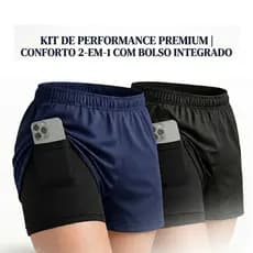 Kit 2 Shorts Feminino 2 em 1 Compressão Academia Corrida Fitness