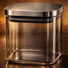 Pote Hermetico Quadrado Vidro Tampa Inox 700ml Vedacao Segura Conservacao Frescor Organizador