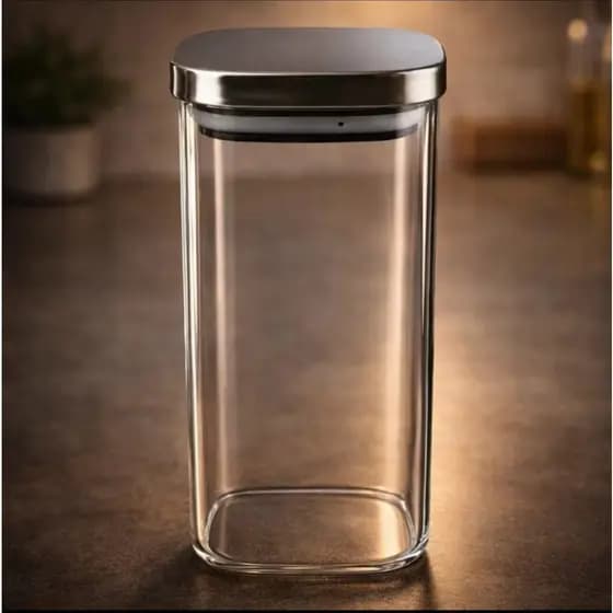 Pote Hermetico Redondo Tampa Inox Transparente 1,1 Litros Conservacao Alimentos Organizado