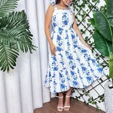 Vestido Midi Feminino 3 Marias com Alça em Crepinho Estampa Floral - Moda  Casual Elegante