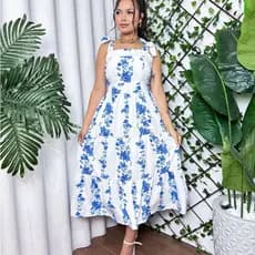 Vestido Feminino Midi Crepinho Floral -  vestido 3 Marias Moda Casual Estampado