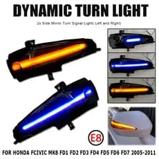 2 peças luz de sinalização dinâmica LED Flash espelho retrovisor seta luz indicadora adequada para Honda Civic Mk8 2 4 portas FD1 FD2 FD3 FD4 FD5 FD6 FD7