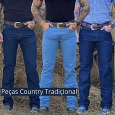 Calça Country Masculina Tradicional Legitima Jeans Corte Reto Estilo Cowboy Conforto Muladeira