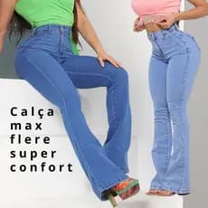 Calça Max Flare Pantalona Feminino 3% Elastano Luxo Levanta Bumbum Cintura Alta Super Confortável