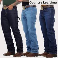 Calça Country Muladeiro Carpinteira  Masculina Rodeio Azul Claro Média Legitima Modelagem Tradiçional