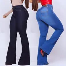 Calça Jeans Country Feminina Flare Cintura Alta Montaria Rodeio Vaquera Luxo Confortável