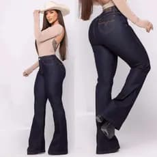 Calça Country Flare Reta Barra Larga Bordada Texas TXP Muladeira Feminina Feminino Com Elastano Cintura Alta Boiadeira
