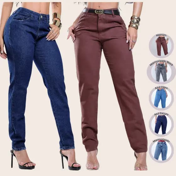 Calça Mom Jeans Cintura Alta Feminina Denim Estilo Vintage Premium