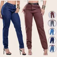Calça Mom Jeans Cintura Alta Feminina Denim Estilo Vintage Premium