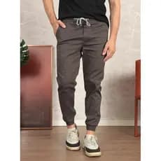 Calça jogger masculina com punho e cintura ajustável por cordão