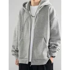 Moletom Blusa Aberto Com Ziper e Capuz de Frio INVERNO LISO CASACO