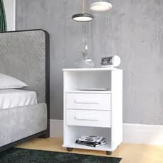 Mesa de Cabeceira 2 Gavetas 2 Nicho Criado-Mudo para Quarto Solteiro Casal