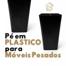 Pé de Plástico para Móveis Pesados Retangular Preto 10cm Guarda Roupa Cômoda Unidade ou Kit