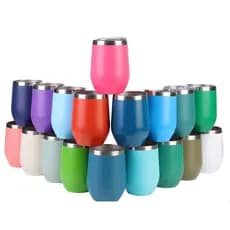 kit com 5 COPOS/10 Copos/15 Copos Térmico 360ML Inox Com Tampa Acrílica Varias Cores
