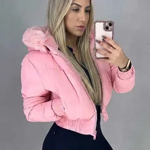 Jaqueta Feminina Puffer l Forro Peluciado l Modelo Acinturada l Blusa impermiavel