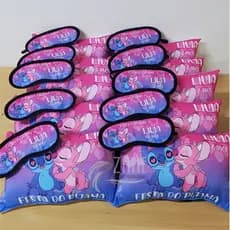 15 Almofadas e Tapa Olho Stitch Personalizado Lembrancinha Aniversário Batizado Congresso Festa do Pijama Naninha