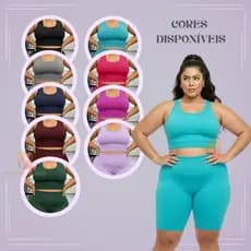 CONJUNTO KIT TOP +  SHORT MEIA COXA SUPLEX MODA FEMININA PLUS SIZE CONJUNTO ACADEMIA TREINO