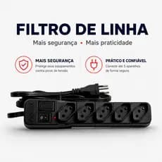 Extensão Elétrica Filtro Linha Alimentação Régua de 6 Tom Extensão Fusível 3 Tom Filtro Linha 5 Tom