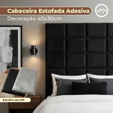 Cabeceira Estofada 40x30 Adesiva Decoração – Modular p/ Cama Solteiro, Casal, Queen e King