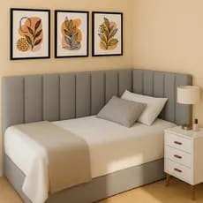 Kit  Até 20 Cabeceira em L Adesiva Estofada 45x20 Para Cama de Solteiro Casal Queen  King