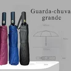 Guarda-chuva Automático Grande com Dupla Vareta Abre e Fecha com 1 Botão-UV/Proteção Solar